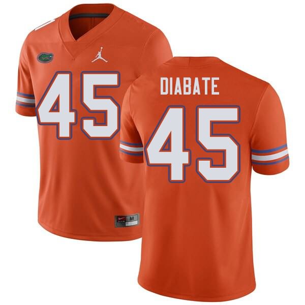 Men's NCAA Florida Gators Mohamoud Diabate #45 Stitched Authentic Jordan Brand Orange College Football Jersey FRV4465RN